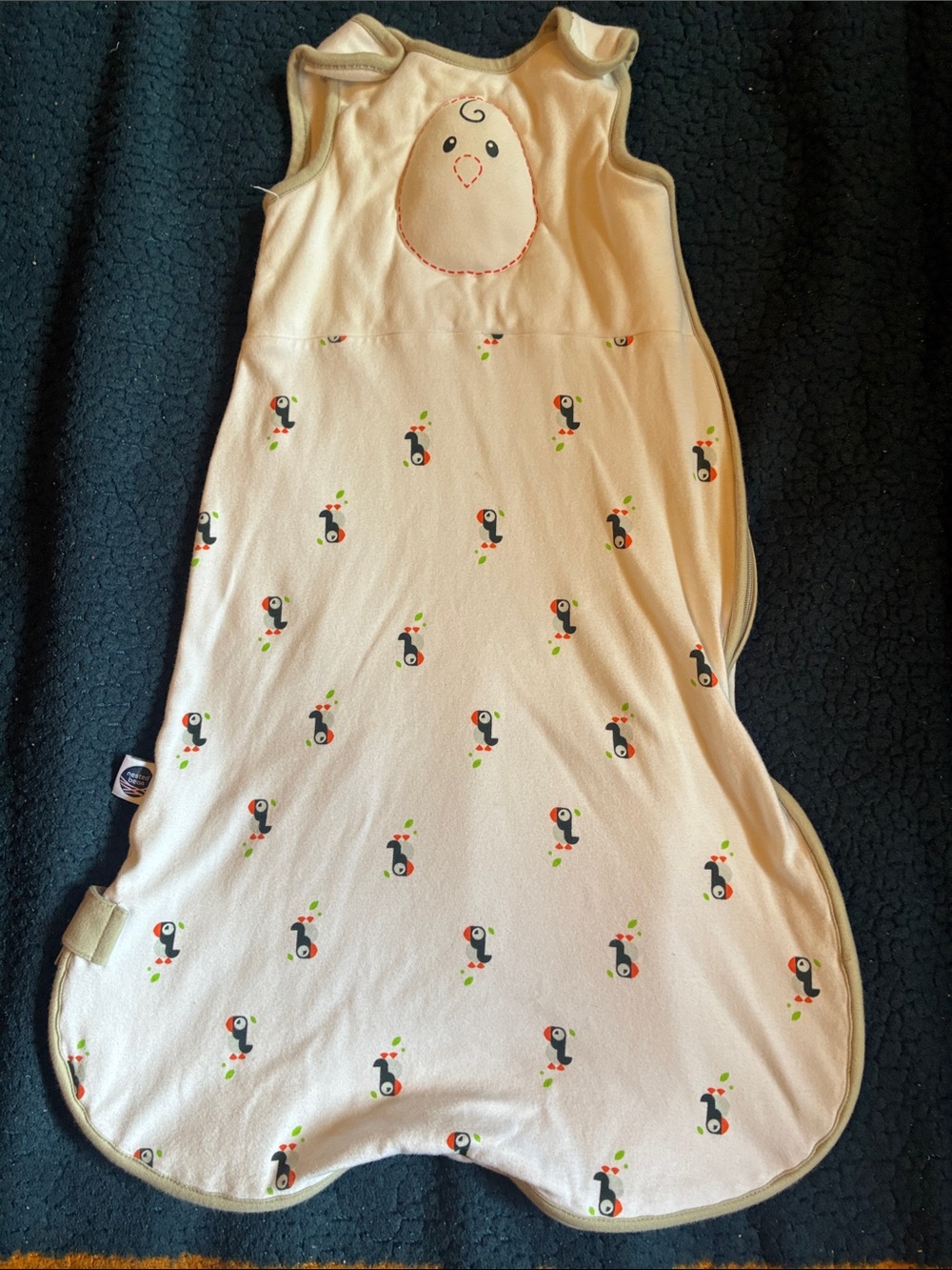 Nested Bean white Sleep Sack with Toucan Motif